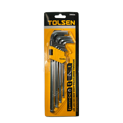 BALL POINT EX-LONG ALLEN KEY SET 1.5MM-10MM - TOLSEN 20054